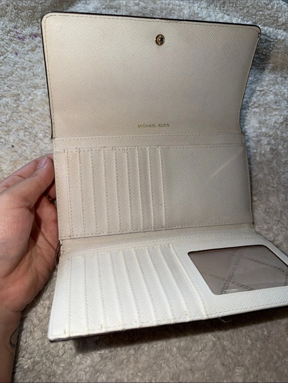Michael Kors Cream/Tan Signature MK Continental Wallet